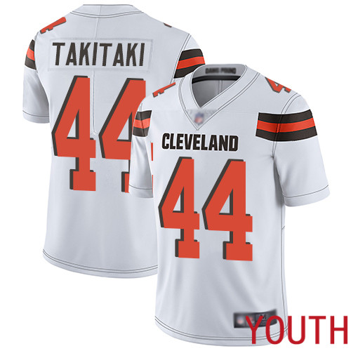 Cleveland Browns Sione Takitaki Youth White Limited Jersey 44 NFL Football Road Vapor Untouchable